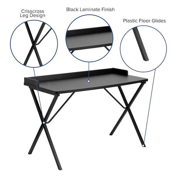 Flash Furniture Computer Desk Computer Desk, Black, 23-5/8" D X 31-1/2" H, 47-1/4" W X Laminate, Black - NAN-2140-BK-GG