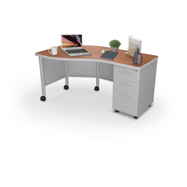 Mooreco Instructor Desk Right 29.8"H x 60"W x 36.3"D Amber Cherry - 91785-7919-PL
