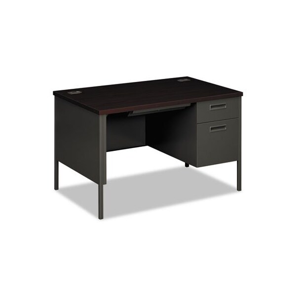 Hon HON, METRO CLASSIC RIGHT PEDESTAL DESK, 48W X 30D X 29.5H, MAHOGANY/CHARCOAL - P3251RNS