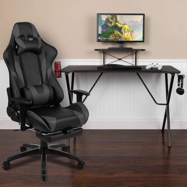 Flash Furniture Black Gaming Desk-Cup Holder/Reclining Chair Set - BLN-X30RSG1031-GY-GG