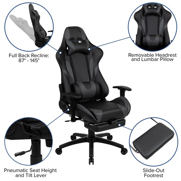 Flash Furniture Black Gaming Desk-Cup Holder/Reclining Chair Set - BLN-X30RSG1031-GY-GG