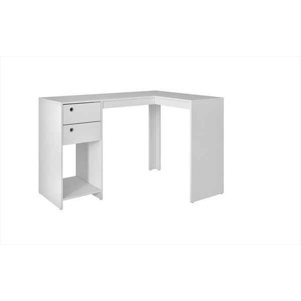 Designed To Furnish Accentuations by Modest Palermo Classic L-Shaped Desk with 2 Drawers & 1 Cubby in White - DE2543549