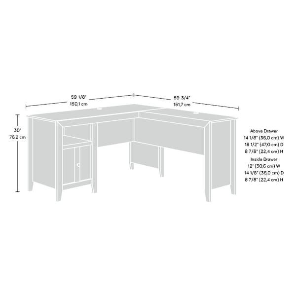 Sauder 59.72 in D X 30 in H, 59.09 in W X Engineered wood - 427566