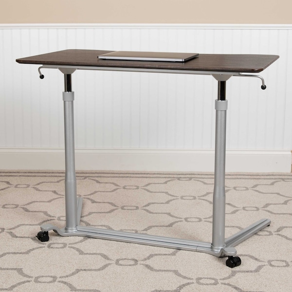Flash Furniture Wood Grain Sit to Stand Desk - NAN-IP-6-1-DKW-GG
