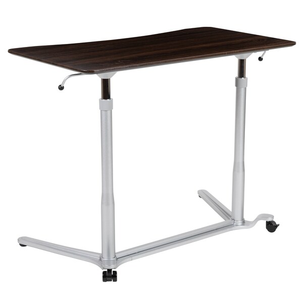 Flash Furniture Wood Grain Sit to Stand Desk - NAN-IP-6-1-DKW-GG