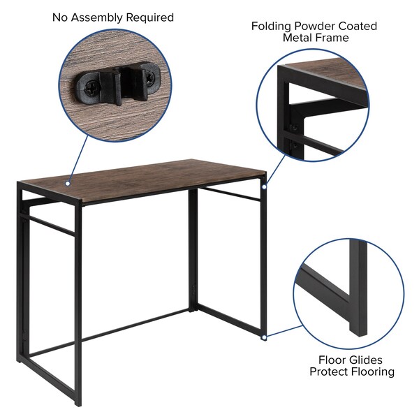 Flash Furniture Rustic Home Office Folding Computer Desk, 40" - JB-YJ354F-GG