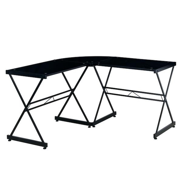 Techni Mobili L-Shaped Glass Computer Desk, Black - 29 x 51 x 51 in. - RTA-3805L-BK