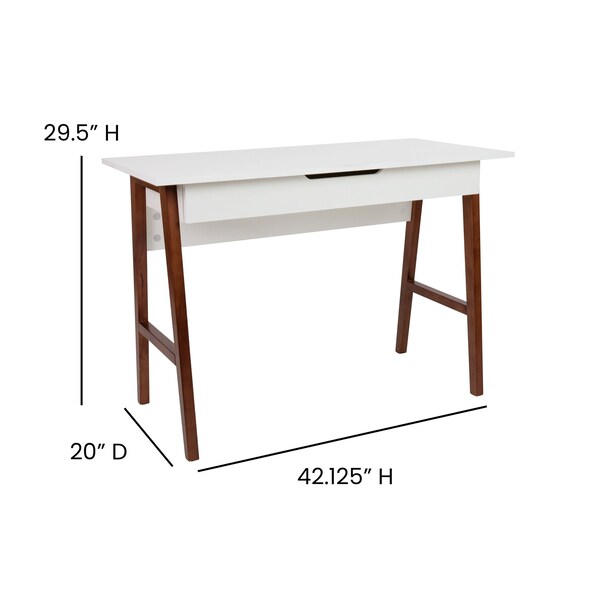 Flash Furniture White/Walnut Home Office Computer Desk with Drawer - GC-MBLK60-WH-WAL-GG