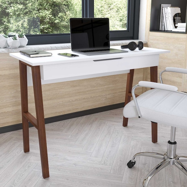 Flash Furniture White/Walnut Home Office Computer Desk with Drawer - GC-MBLK60-WH-WAL-GG