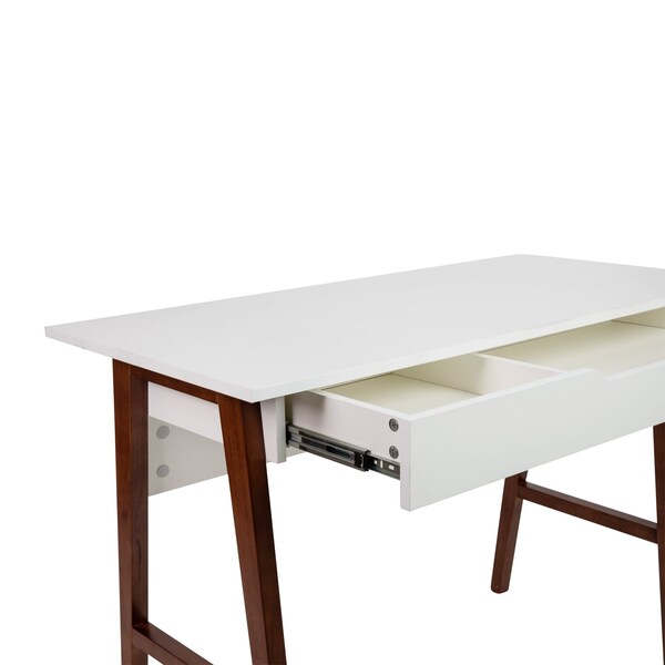 Flash Furniture White/Walnut Home Office Computer Desk with Drawer - GC-MBLK60-WH-WAL-GG