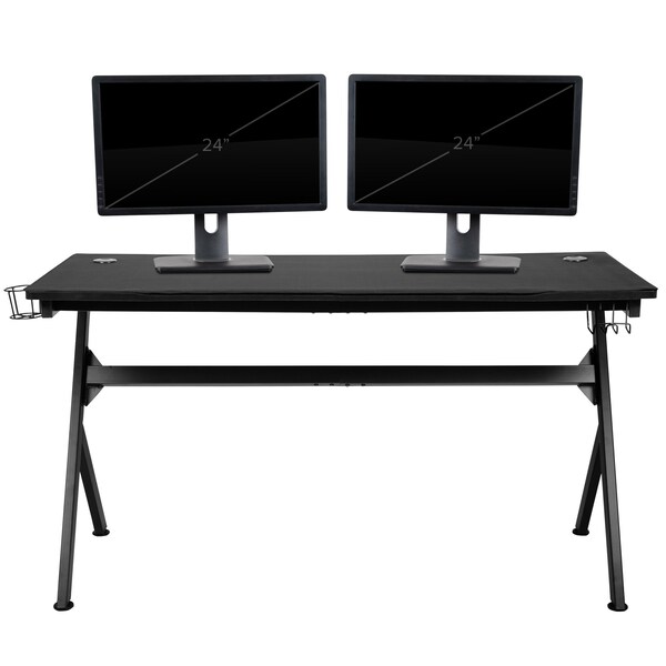Flash Furniture Black Gaming Desk-Cup Holder/Reclining Chair Set - BLN-X30D1904L-GY-GG
