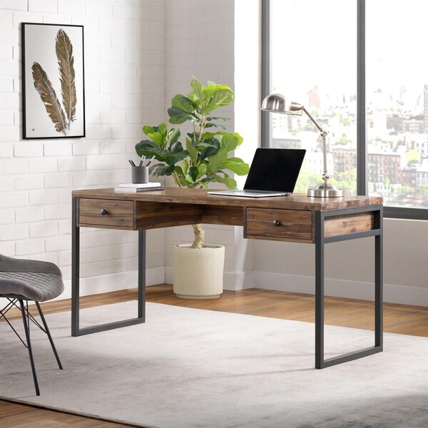Kd Cama De Bebe 60 in. Claremont Rustic Wood & Metal Desk - KD3236246