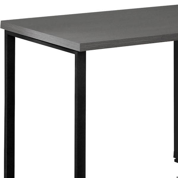 Homeroots 29.5 in. Black Particle Board & Silver Metal Computer Desk with a Grey Top - 333531