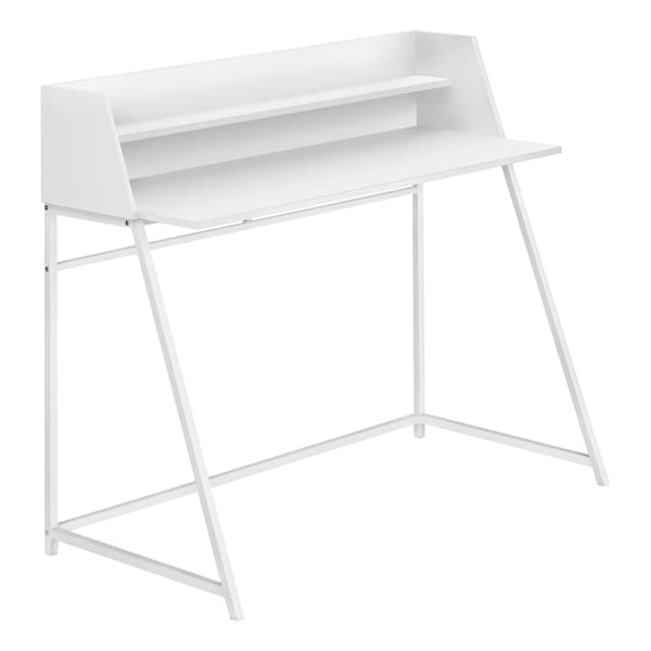 Monarch Specialties Computer Desk, Home Office, Laptop, Storage Shelves, 48"L, Work, Metal, Laminate, White - I 7545