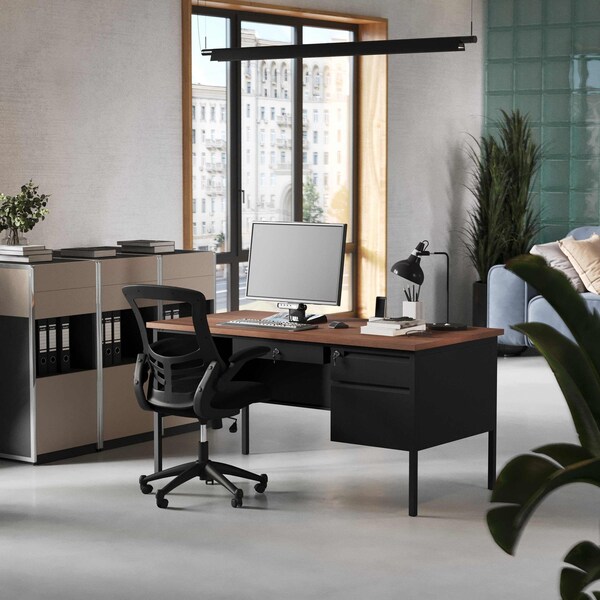 Flash Furniture 30 in D X Walnut, 60 in W X - GC-M-BLK-175-WLN-GG