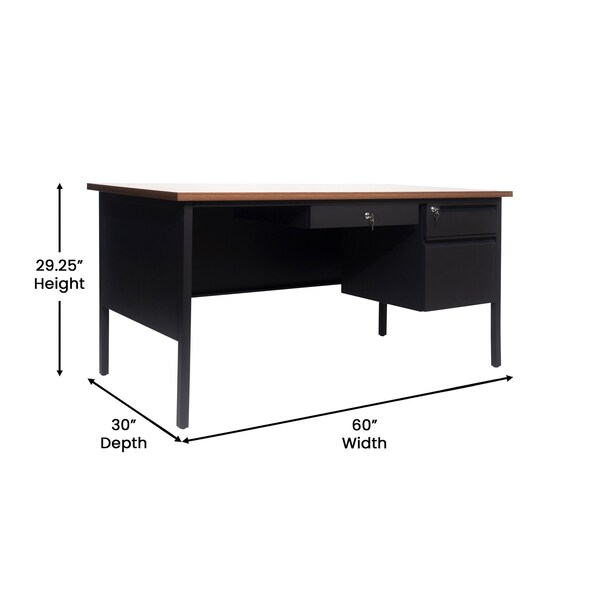 Flash Furniture 30 in D X Walnut, 60 in W X - GC-M-BLK-175-WLN-GG