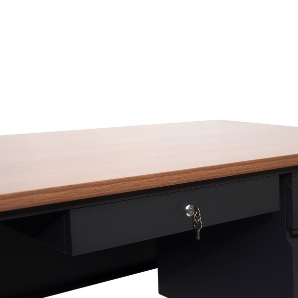Flash Furniture 30 in D X Walnut, 60 in W X - GC-M-BLK-175-WLN-GG
