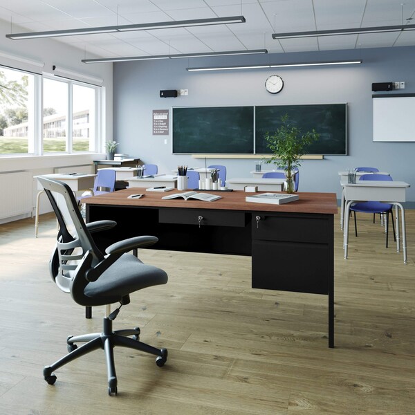 Flash Furniture 30 in D X Walnut, 60 in W X - GC-M-BLK-175-WLN-GG