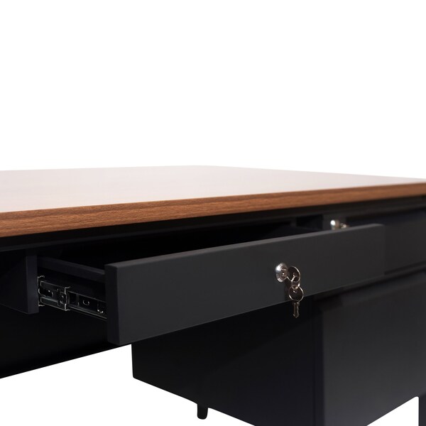 Flash Furniture 30 in D X Walnut, 60 in W X - GC-M-BLK-175-WLN-GG