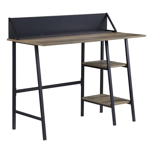 Acme Engineered Wood 2-Shelf Writing Desk in Rustic Oak and Black - ER-0292OAK