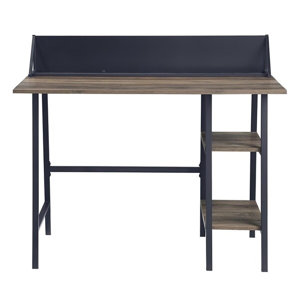 Acme Engineered Wood 2-Shelf Writing Desk in Rustic Oak and Black - ER-0292OAK
