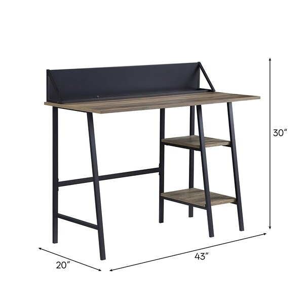 Acme Engineered Wood 2-Shelf Writing Desk in Rustic Oak and Black - ER-0292OAK