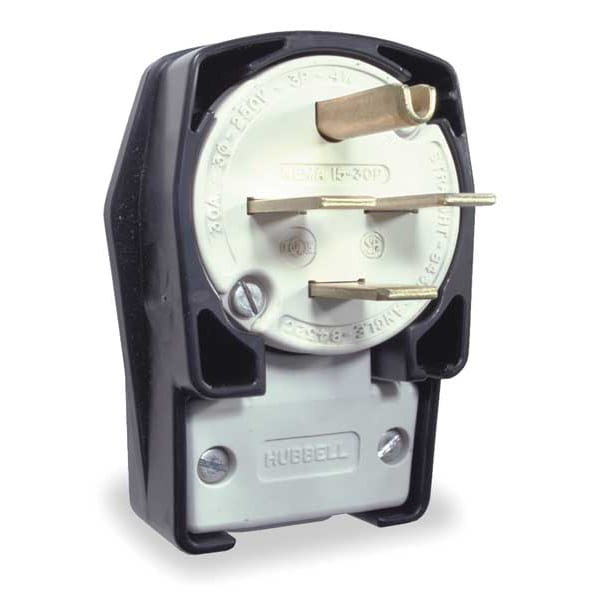 Hubbell 4 Wire Industrial Angle Straight Blade Plug 250VAC 30A - HBL8432C