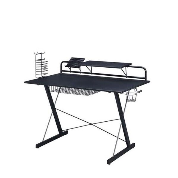 Techni Sport Techni Sport RTA-TS200-BK Carbon Computer Gaming Desk with Shelving; Black - 47.25 x 23.5 x 41.5 in. - RTA-TS200-BK
