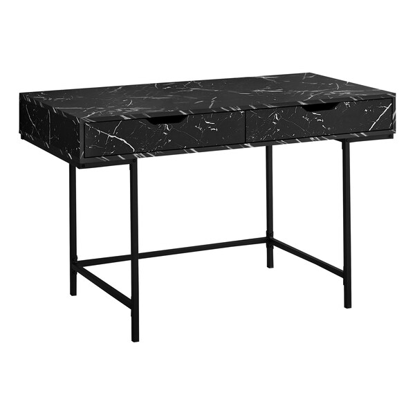 Monarch Specialties Computer Desk, Home Office, Laptop, Storage Drawers, 48"L, Work, Metal, Laminate, Black Marble Look - I 7552