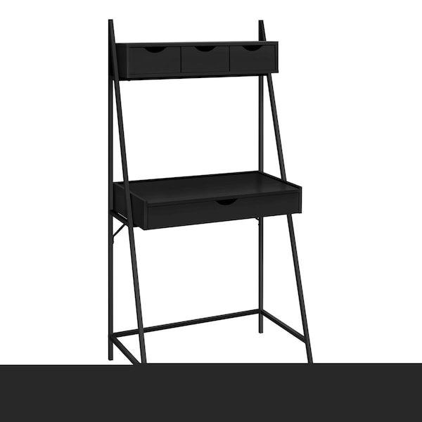 Daphnes Dinnette 32 x 19 x 61.25 in. Computer Desk - Black - Black Metal - DA2618240