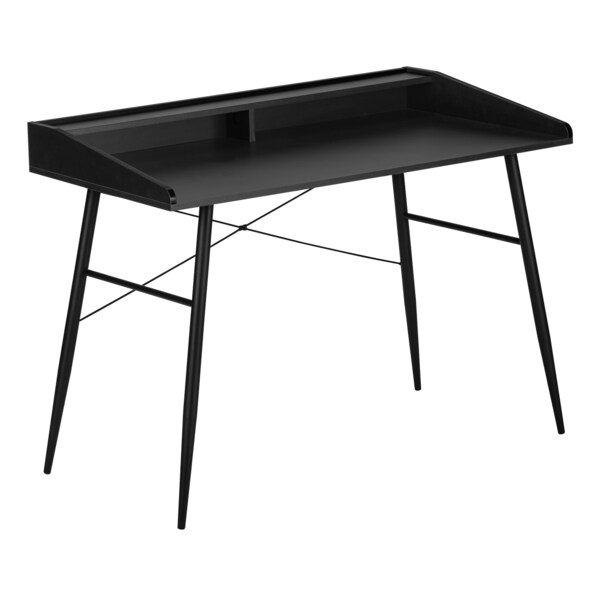 Monarch Specialties Computer Desk, Home Office, Laptop, Storage Shelves, 48"L, Work, Metal, Laminate, Black - I 7537