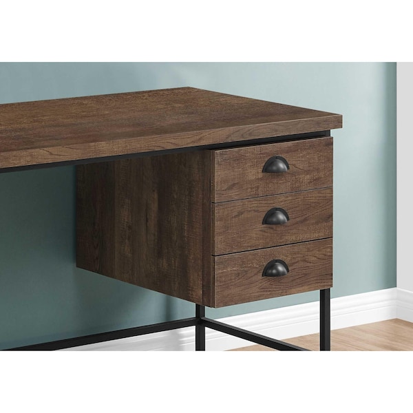Homeroots 30 in. Particle Board & Black Metal Computer Desk with a Hollow Core - 333550