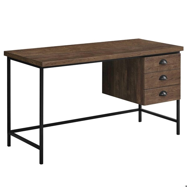 Homeroots 30 in. Particle Board & Black Metal Computer Desk with a Hollow Core - 333550