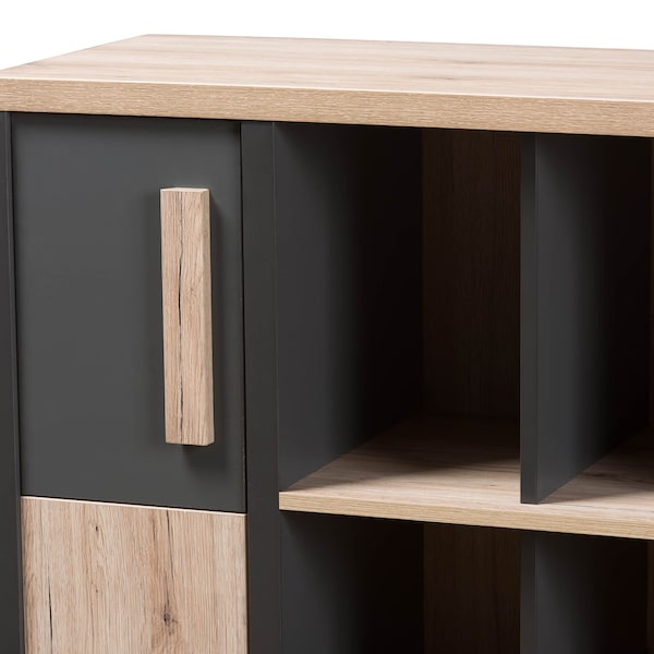 Baxton Studio Pandora Grey and Brown Study Desk with Built-in Shelving Unit - 141-7965