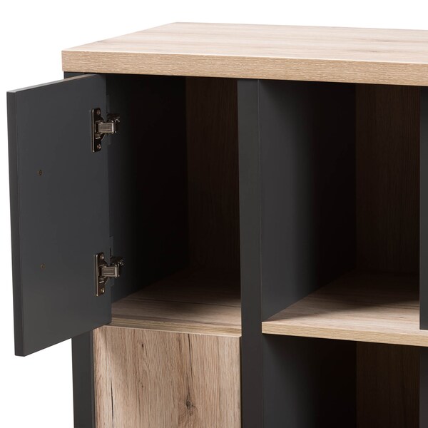 Baxton Studio Pandora Grey and Brown Study Desk with Built-in Shelving Unit - 141-7965