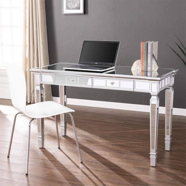 Gfancy Fixtures Silver Mirrored Writing Desk with Drawers - GF3108643