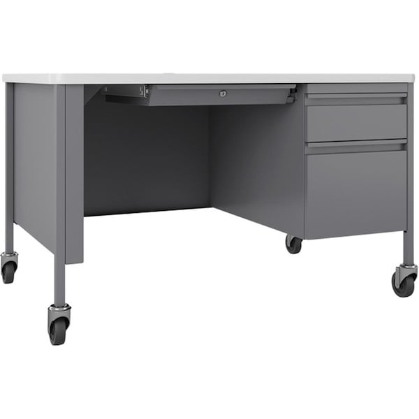 Lorell Fortress Steel Teachers DeskPlatinum & White 48 x 30 x 29.5 in. - LLR66944