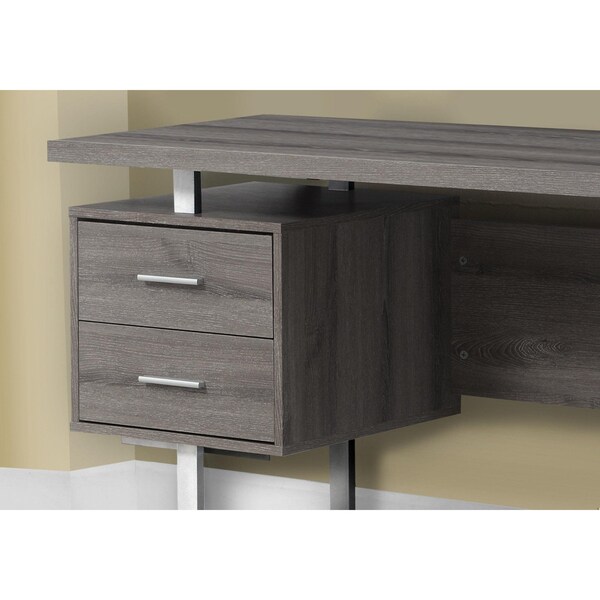 Homeroots 30.25 in. Dark Taupe Particle Board & Silver Metal Computer Desk with a Hollow Core - 333368