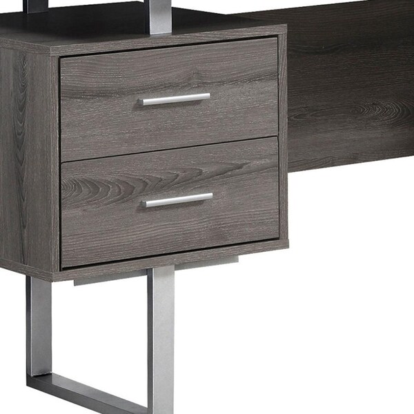 Homeroots 30.25 in. Dark Taupe Particle Board & Silver Metal Computer Desk with a Hollow Core - 333368