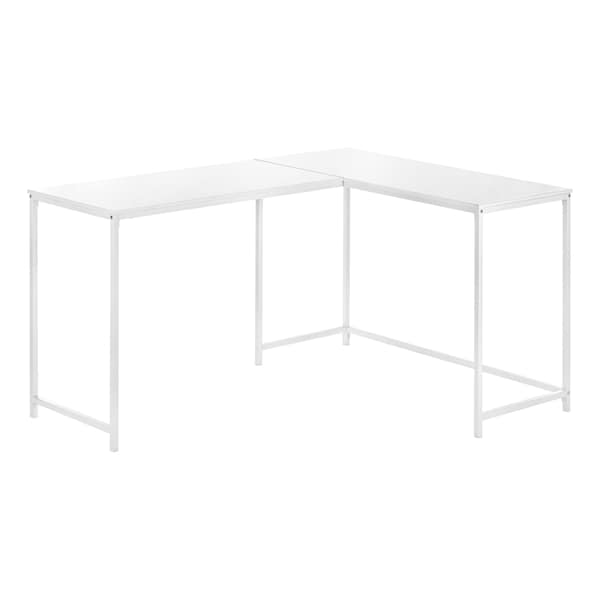 Monarch Specialties Computer Desk, Home Office, Corner, 58"L, L Shape, Work, Laptop, Metal, Laminate, White - I 7395
