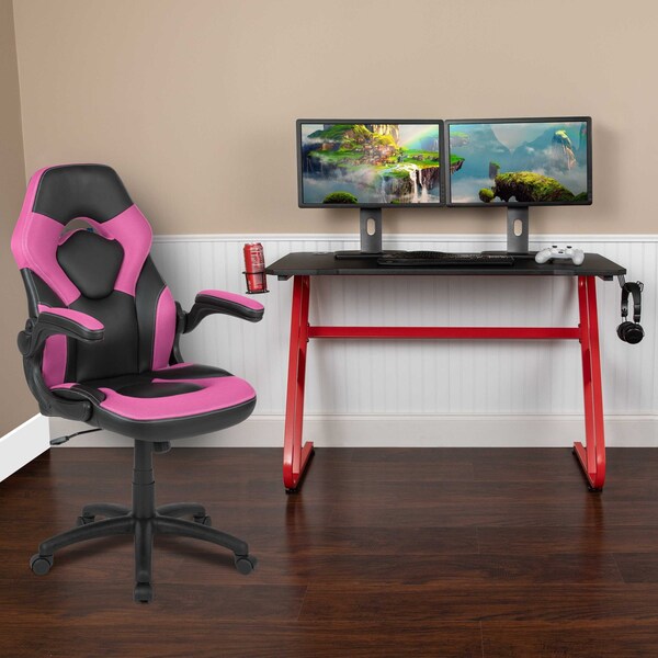 Flash Furniture Red Gaming Desk and Chair Set with Cup Holder - BLN-X10RSG1030-PK-GG