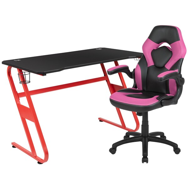 Flash Furniture Red Gaming Desk and Chair Set with Cup Holder - BLN-X10RSG1030-PK-GG