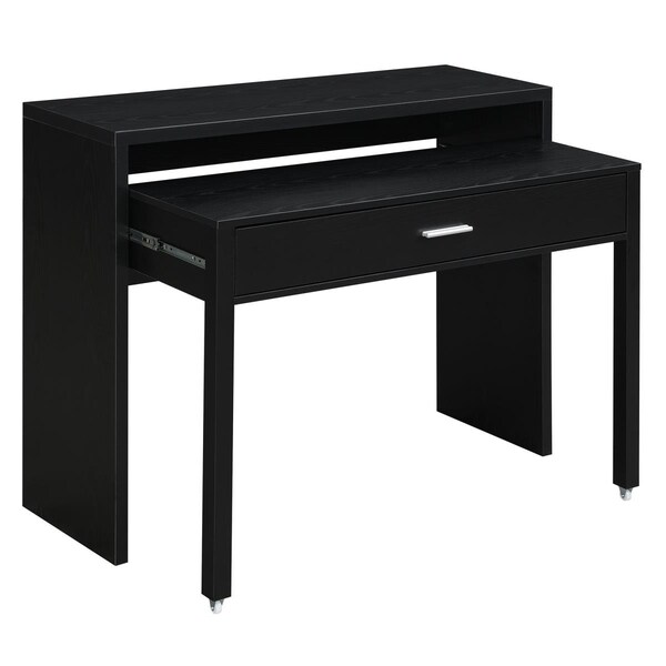 Convenience Concepts Newport JB Console & Sliding Desk with Drawer & Riser, Black - HI2540422