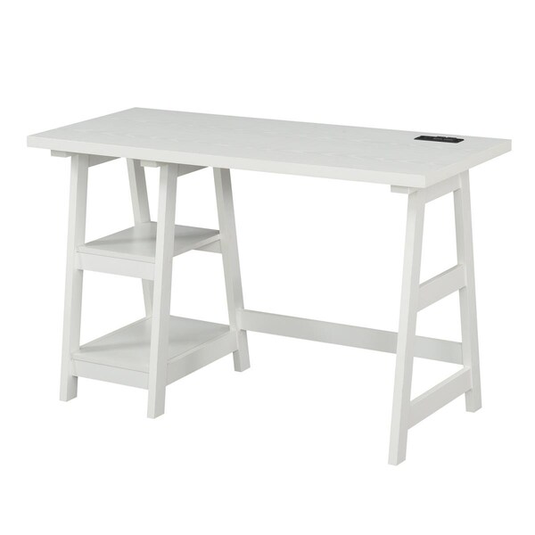 Convenience Concepts 47 x 20.25 x 29.25 in. Designs2Go Trestle Desk with Charging Station - HI2540367