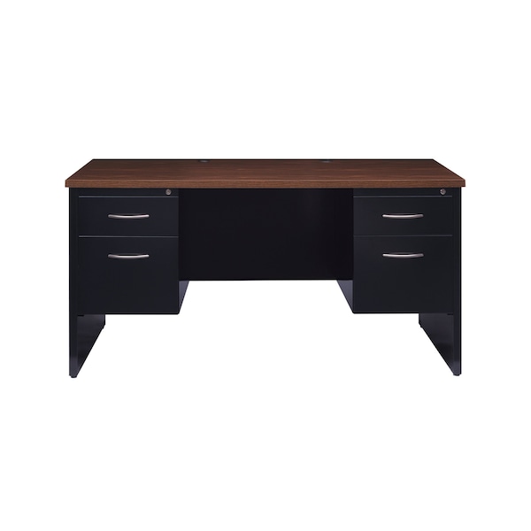 Hirsh Desk Pedestal, 30 in D X 29 1/2 in H, 60 in W X Steel, Black/Walnut - 20533