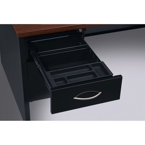 Hirsh Desk Pedestal, 30 in D X 29 1/2 in H, 60 in W X Steel, Black/Walnut - 20533