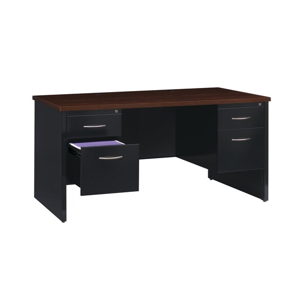 Hirsh Desk Pedestal, 30 in D X 29 1/2 in H, 60 in W X Steel, Black/Walnut - 20533