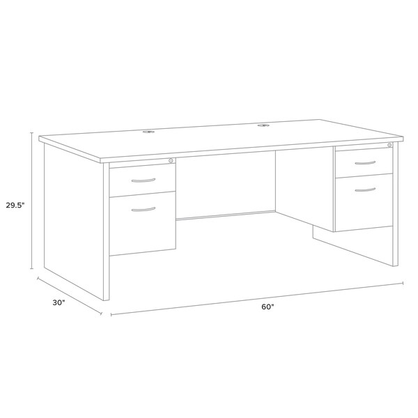 Hirsh Desk Pedestal, 30 in D X 29 1/2 in H, 60 in W X Steel, Black/Walnut - 20533