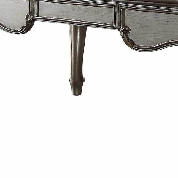 Homeroots 35 x 72 x 32 in. Antique Platinum Wood Poly Resin Executive Desk with Leg - 347523