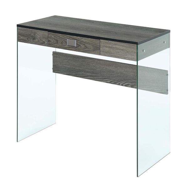 Convenience Concepts 36 x 15.75 x 30 in. SoHo Glass Desk, Weathered Gray - HI2540106